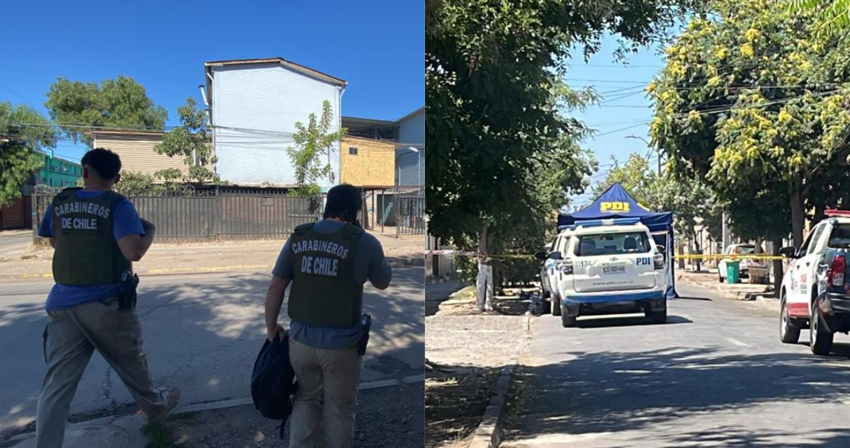 Policías trabajando en los lugares de los homicidios registrados en la Región Metropolitana