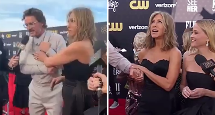 La curiosa reacción de Jennifer Aniston al ver a Pedro Pascal con cabestrillo en los Critics Choice