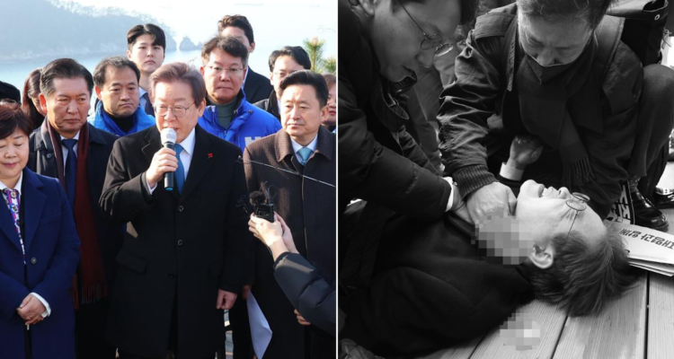 Apuñalan en el cuello a líder de la oposición surcoreana Lee Jae-myung durante punto de prensa