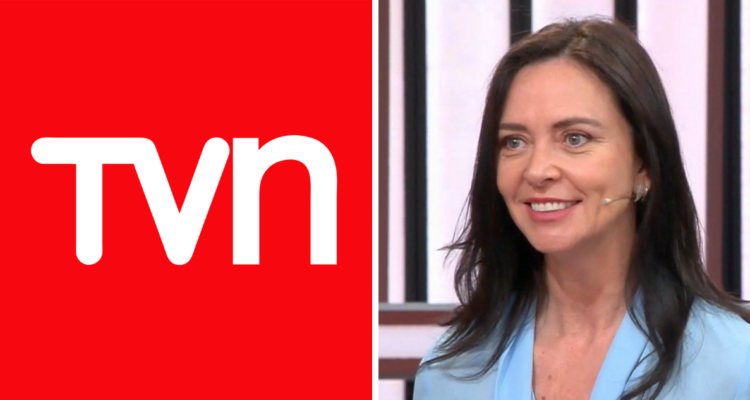Logo de TVN (izquierda) y María Elena Dressel (derecha) en referencia a su salida del canal