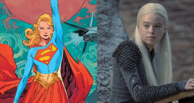 Captura de Comic Supergirl (izquierda) y Milly Alcock (derecha) en House of the Dragon
