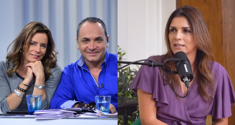 Kathy Salosny junto a Lucho Jara (izquierda) e Ivette Vergara (derecha) en referencia al matinal de mega, Mucho Gusto