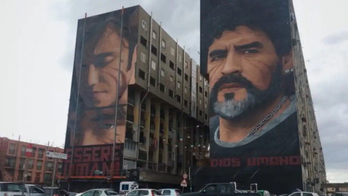 Derribarán mural emblemático de Maradona en Nápoles para solucionar deuda habitacional