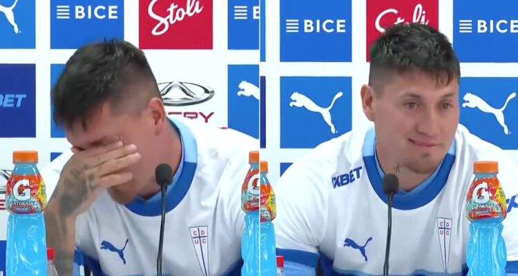 Nicolás Castillo entre lágrimas durante su presentación en la UC
