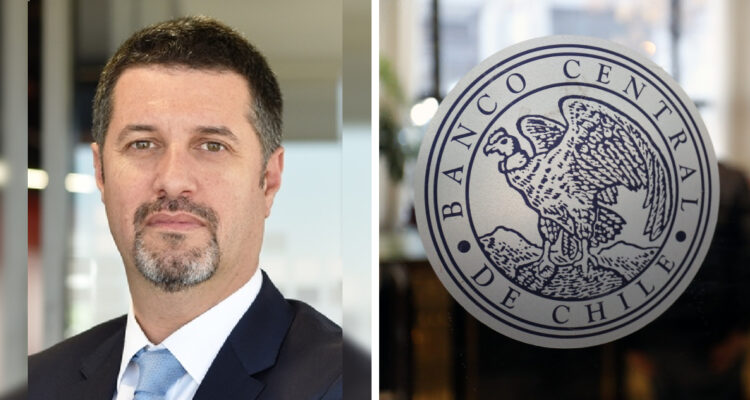 Izquierda: Claudio Soto Gamboa, economista jefe de Santander Chile derecha: logo Banco Central