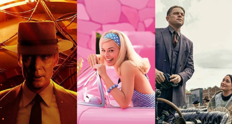 Poster oficial de Oppenheimmer, Barbie y Asesinos de la Luna en referencia a películas nominadas a los Óscar