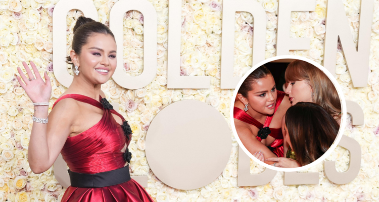 Selena Gómez en los Globos de Oro, en referencia a conversación con Taylor Swift