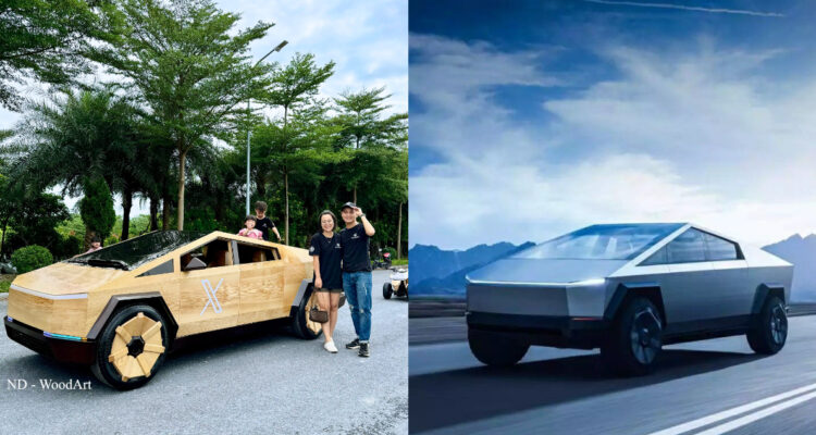Carpintero construyó su propio Tesla Cybertruck de madera y funcional: quiere regalárselo a Elon Musk