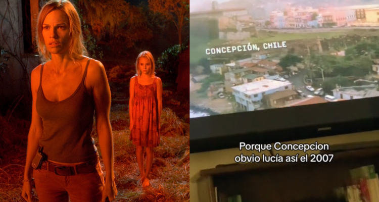 Captura de la película “The Reaping”(izquierda) y de escena ambientada en Concepción, Chile (derecha)