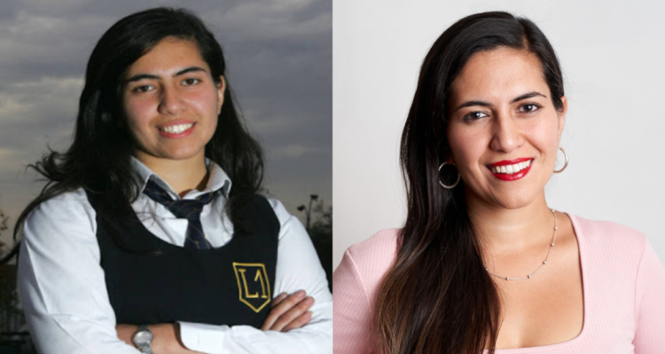 Imagen antigua y actual de la alcaldesa de Quinta Normal, Karina Delfino