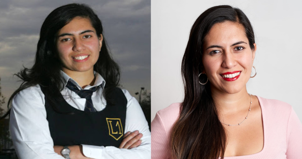 Imagen antigua y actual de la alcaldesa de Quinta Normal, Karina Delfino