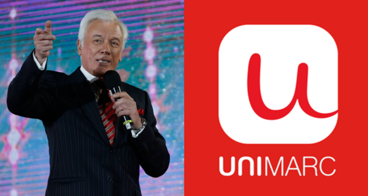 Antonio Vodanovic (izquierda) logo de Unimarc (derecha)