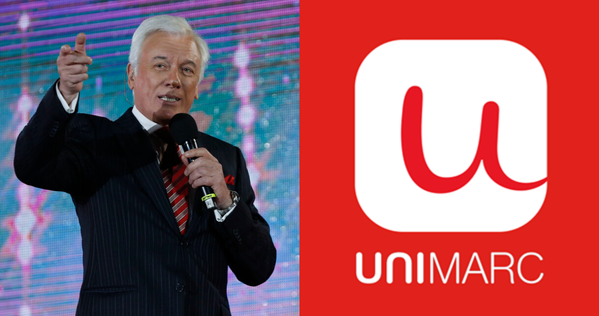 Antonio Vodanovic (izquierda) logo de Unimarc (derecha)