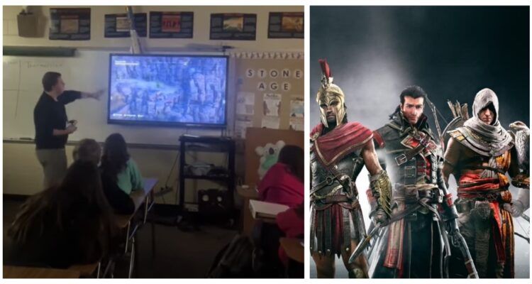 Un profesor enseñó sobre la Batalla de Termópilas en la Grecia clásica usando la “vista de águila” en el videojuego Assassin’s Creed Odyssey.