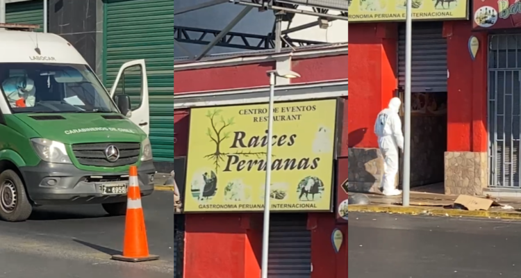 Personal de Carabineros trabajando en el lugar de la balacera.