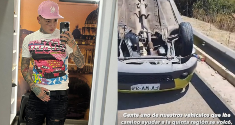 Cantante urbano Balbi el chamako (izquierda) y captura del accidente (derecha)