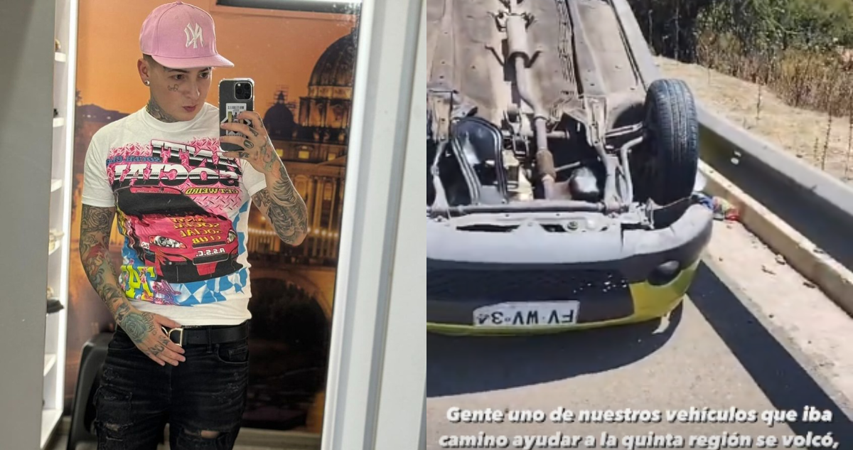 Cantante urbano Balbi el chamako (izquierda) y captura del accidente (derecha)