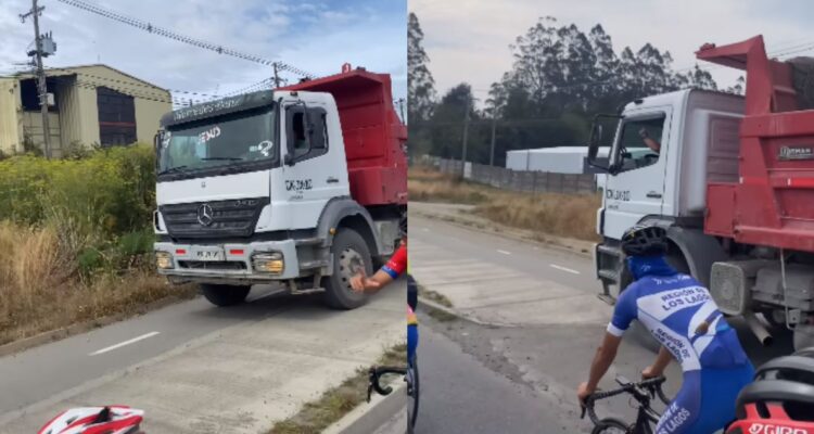 captan a camión transitando por vereda para adelantar a ciclistas en Puerto Montt