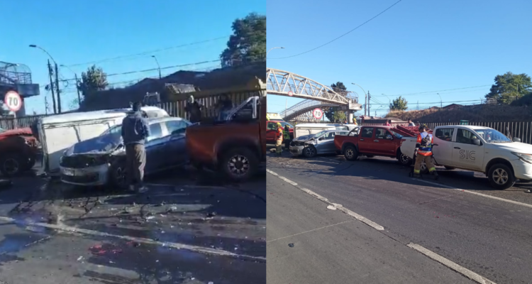 Brutal colisión múltiple en Autopista Concepción-Talcahuano, altura Cerro La Pólvora