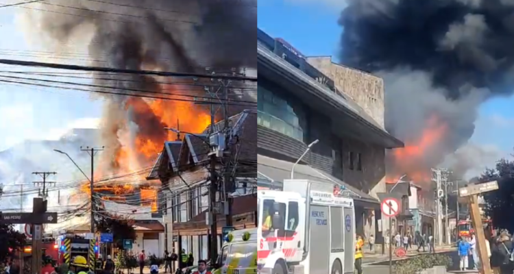 Incendio de grandes proporciones afecta a locales comerciales en pleno centro de Puerto Varas