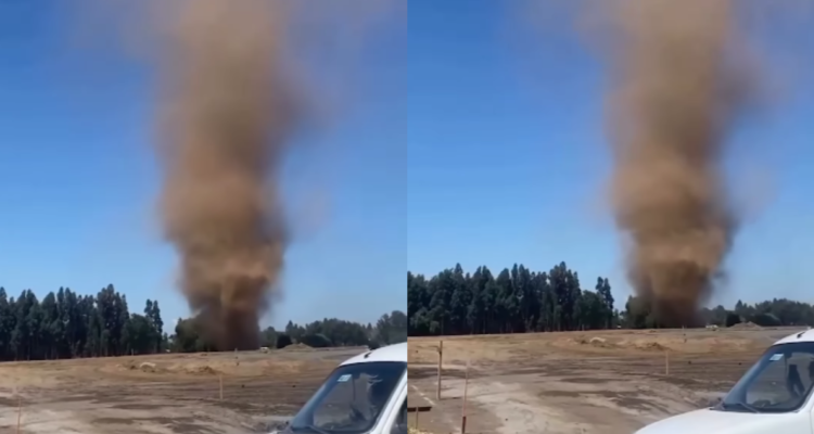 Captan gigantesco remolino de polvo en la comuna de Los Ángeles