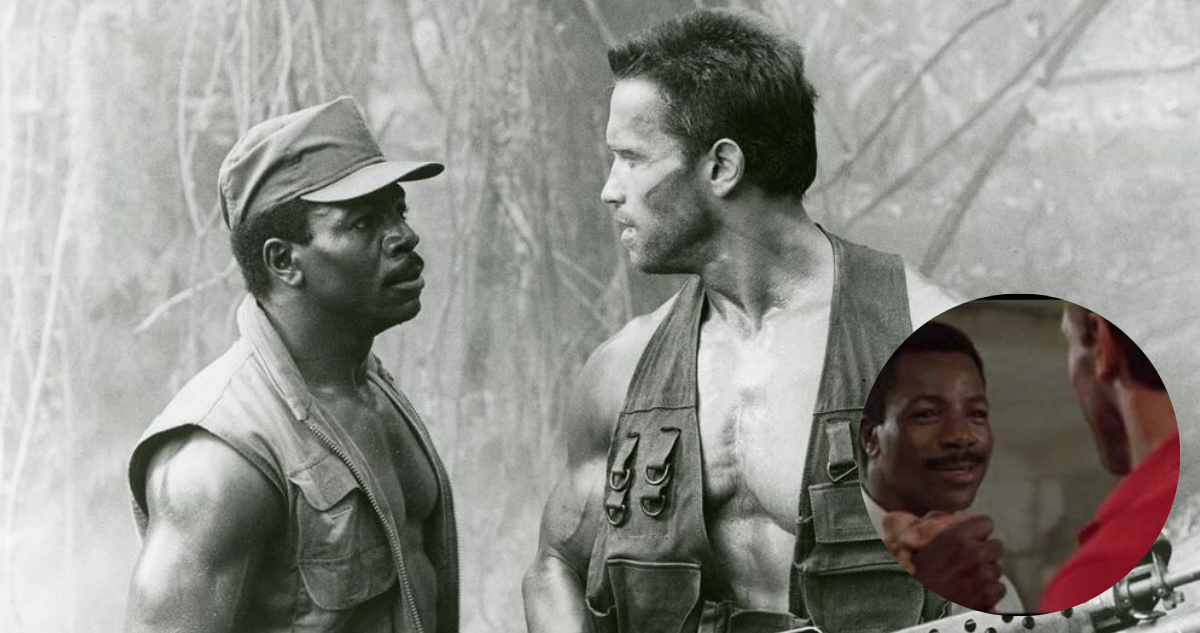 Arnold Schwarzenegger junto a Carl Weathers en Depredador