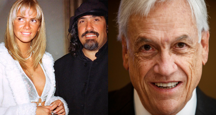 Carla Ochoa junto a Miguel Piñera (izquierda) y Sebastián Piñera (derecha)