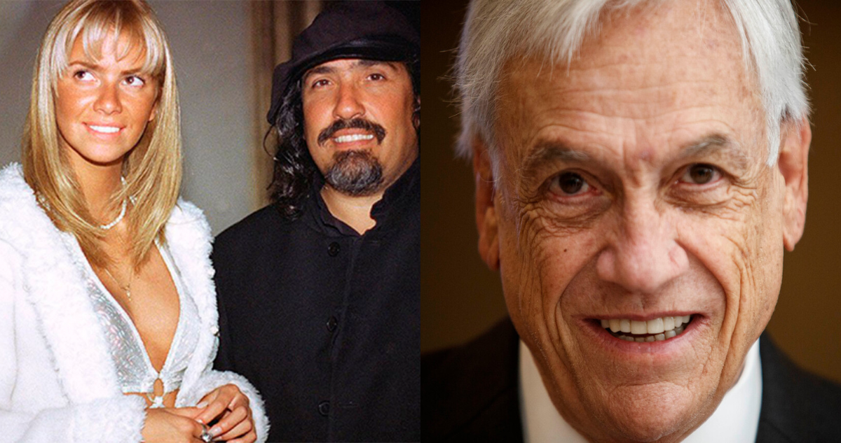 Carla Ochoa junto a Miguel Piñera (izquierda) y Sebastián Piñera (derecha)