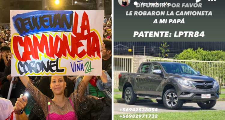 “Devuelvan la camioneta. Coronel”: el cartel que llamó la atención en Viña 2024 por robo en el Bío Bío