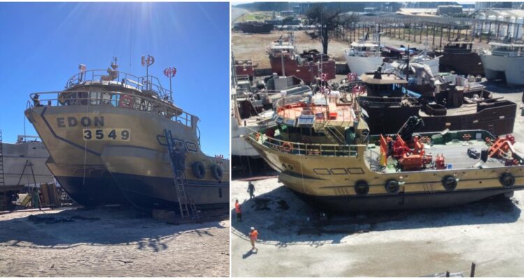 Catamarán “Edon” en astillero de Coronel