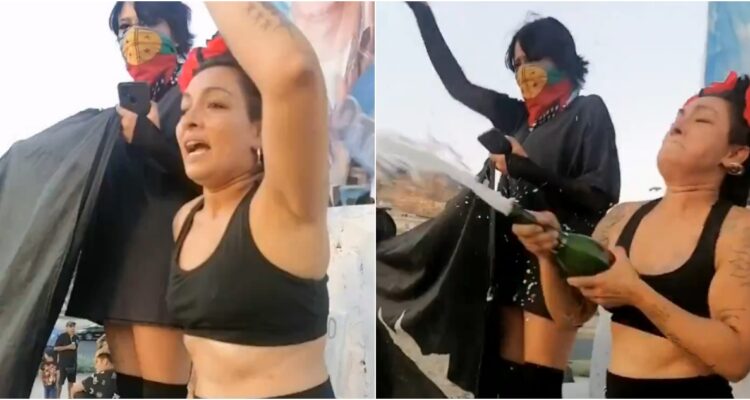 Plaza Baquedano: viralizan “champañazo” de excandidata de la Lista del Pueblo por muerte de Piñera