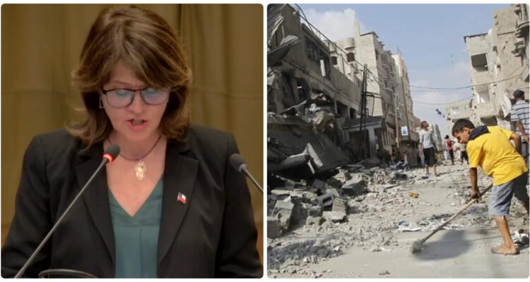 Ximena Fuentes durante su alocución en la CIJ