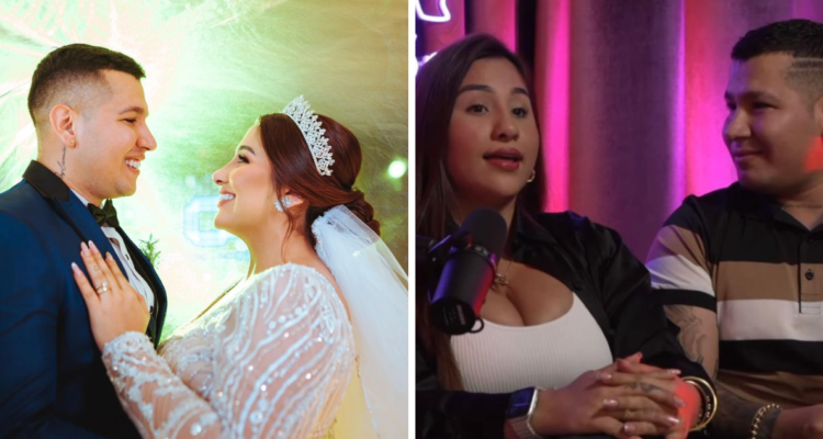 Daylin Montañez, influencer colombiana, junto a su marido Jordan Galvan en su matrimonio y polémico podcast