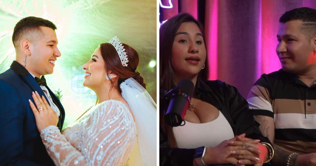 Daylin Montañez, influencer colombiana, junto a su marido Jordan Galvan en su matrimonio y polémico podcast