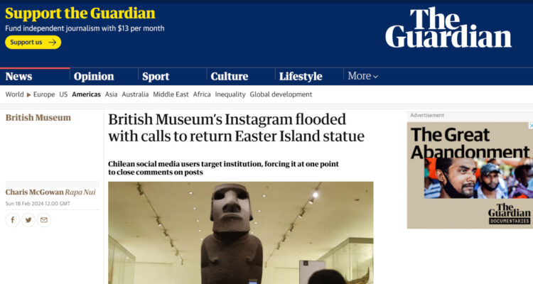 Instagram del Museo Británico inundado con llamados a devolver Moai a Isla de Pascua