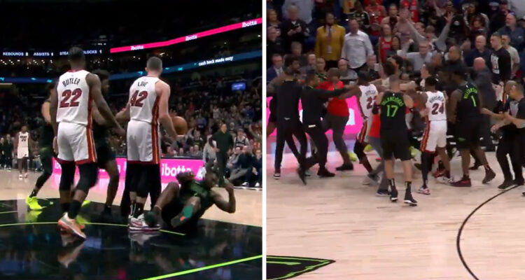 Pelicans y Heat se pelearon en pleno duelo de la NBA.
