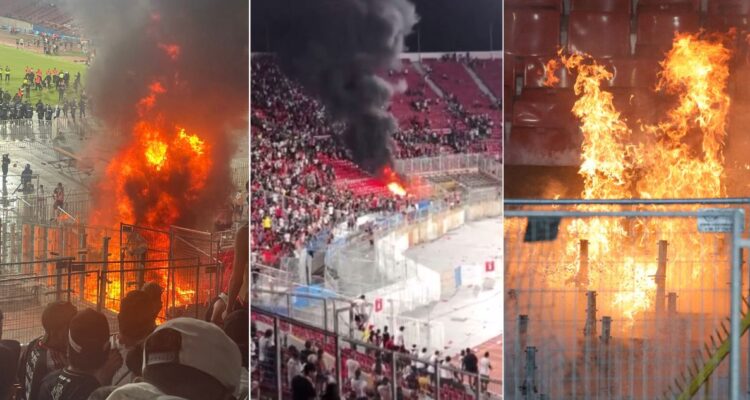 El incendio provocado por barra de Colo Colo al interior del estadio Nacional