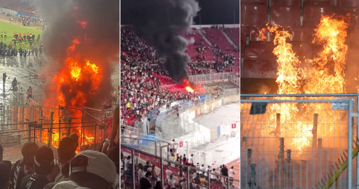El incendio provocado por barra de Colo Colo al interior del estadio Nacional