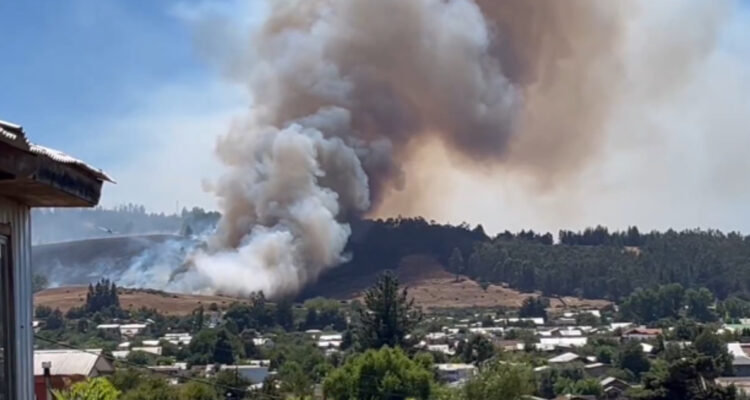 Declaran Alerta Roja en Traiguén por incendio forestal por amenaza a viviendas
