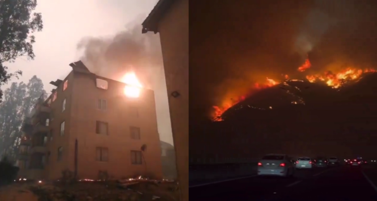 Capturas de videos de incendios en Valparaíso