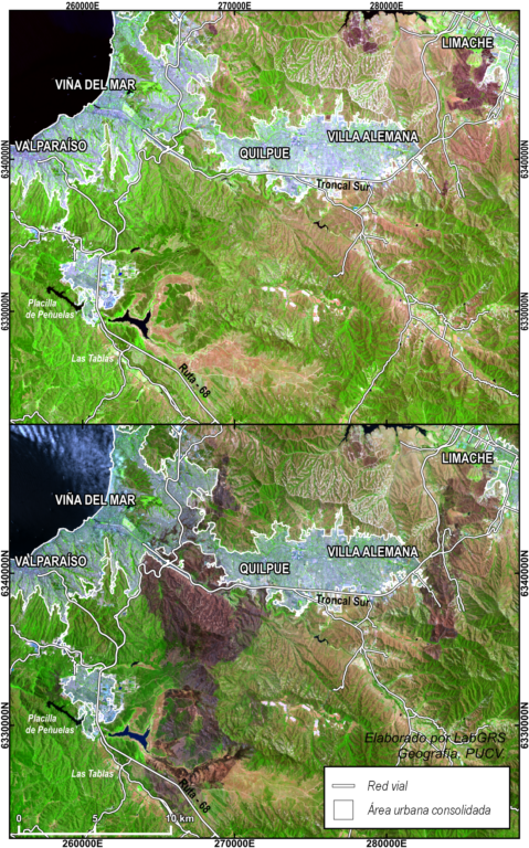 Imagen satelital de los incendios forestales, tomada por la nasa.