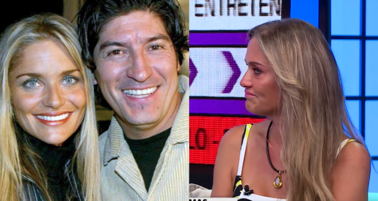 Kenita Larraín junto a Iván Zamorano cuando eran pareja (izquierda) y la numeróloga en el programa “Sígueme” (derecha)