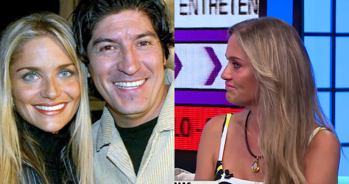 Kenita Larraín junto a Iván Zamorano cuando eran pareja (izquierda) y la numeróloga en el programa “Sígueme” (derecha)