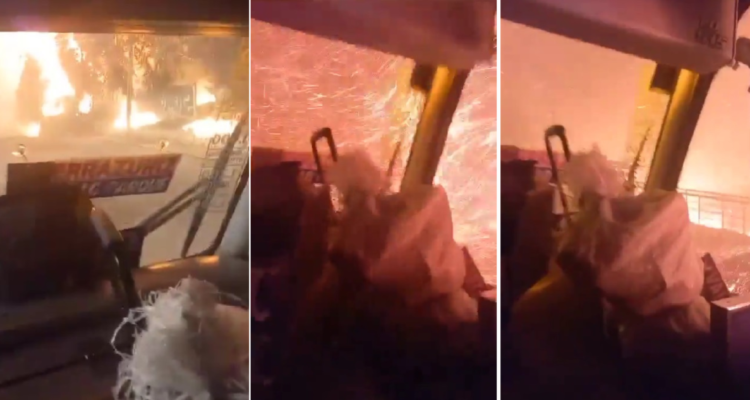 Micro entre el fuego en Quilpué