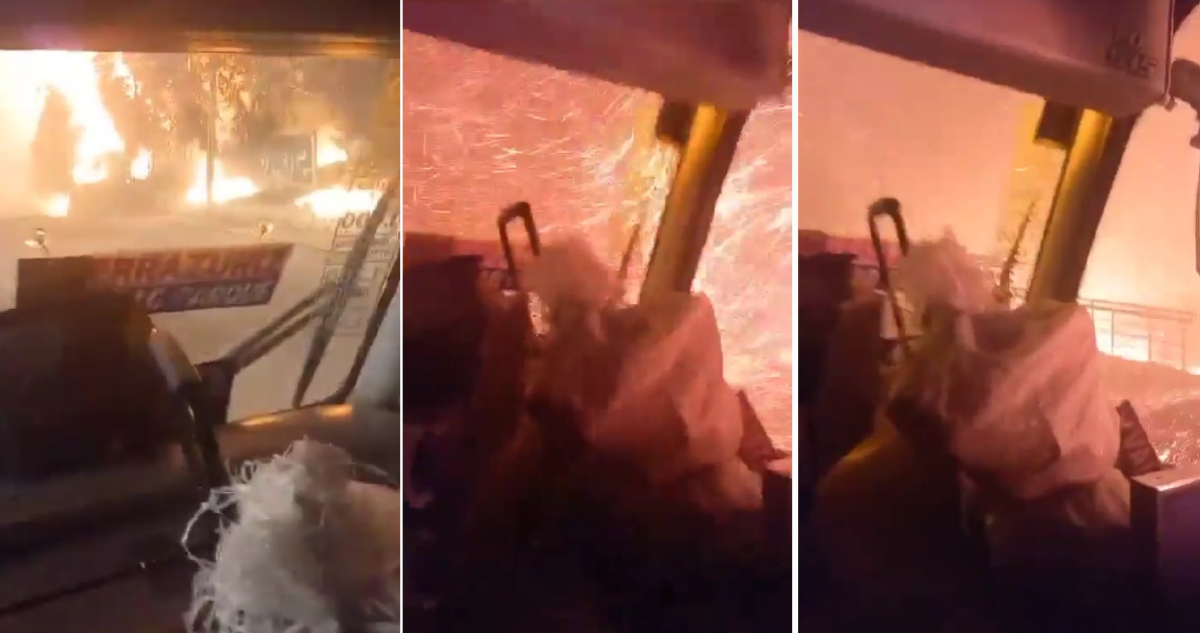 Micro entre el fuego en Quilpué