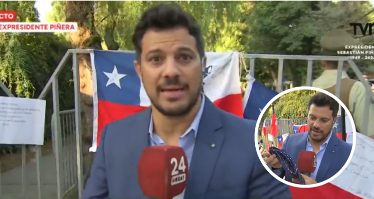 Simón Oliveros a las afueras de la casa de Sebastián Piñera