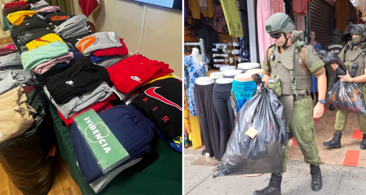 Operativo policial deja 2 detenidos y 500 prendas de ropa falsificada incautadas en Temuco