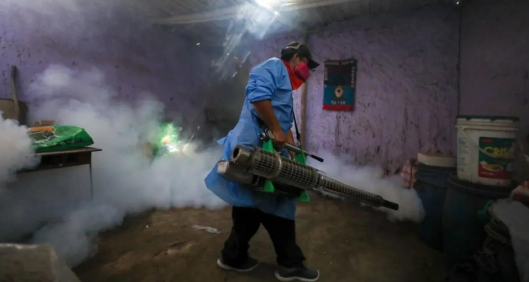 Brigadas sanitarias fumigando domicilios en Perú