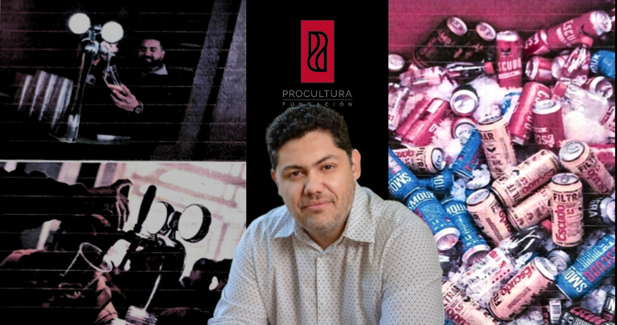 Fotografías del informe de Contraloría que muestran la rendición de cerveza para el REC, junto a una imagen de Alberto Larraín, rostro de la fundación.