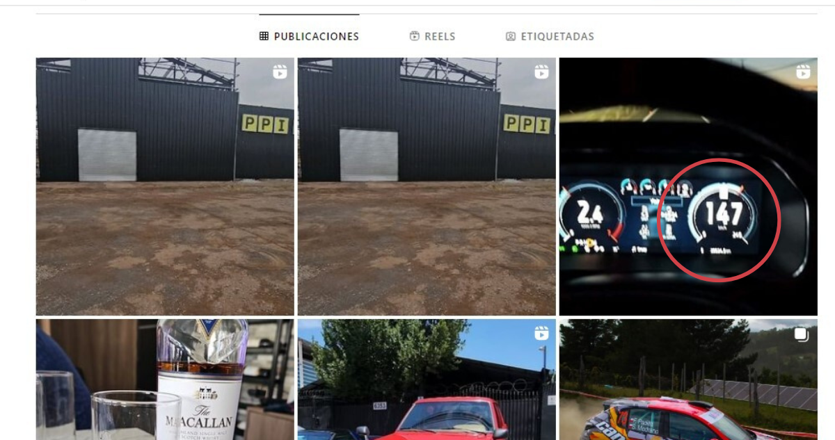 Perfil de Instagram de piloto de rally